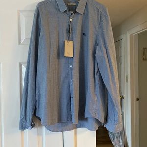 Burberry Brit mens button down checkered blue/white size XXL new